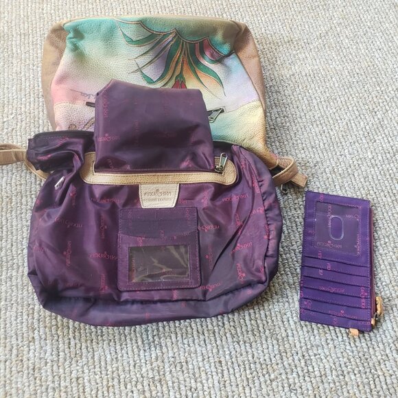 Anuschka Hobo Shoulder Bag w/ Wallet Hand Painted Leather Purse Butterfly - Picture 13 of 14